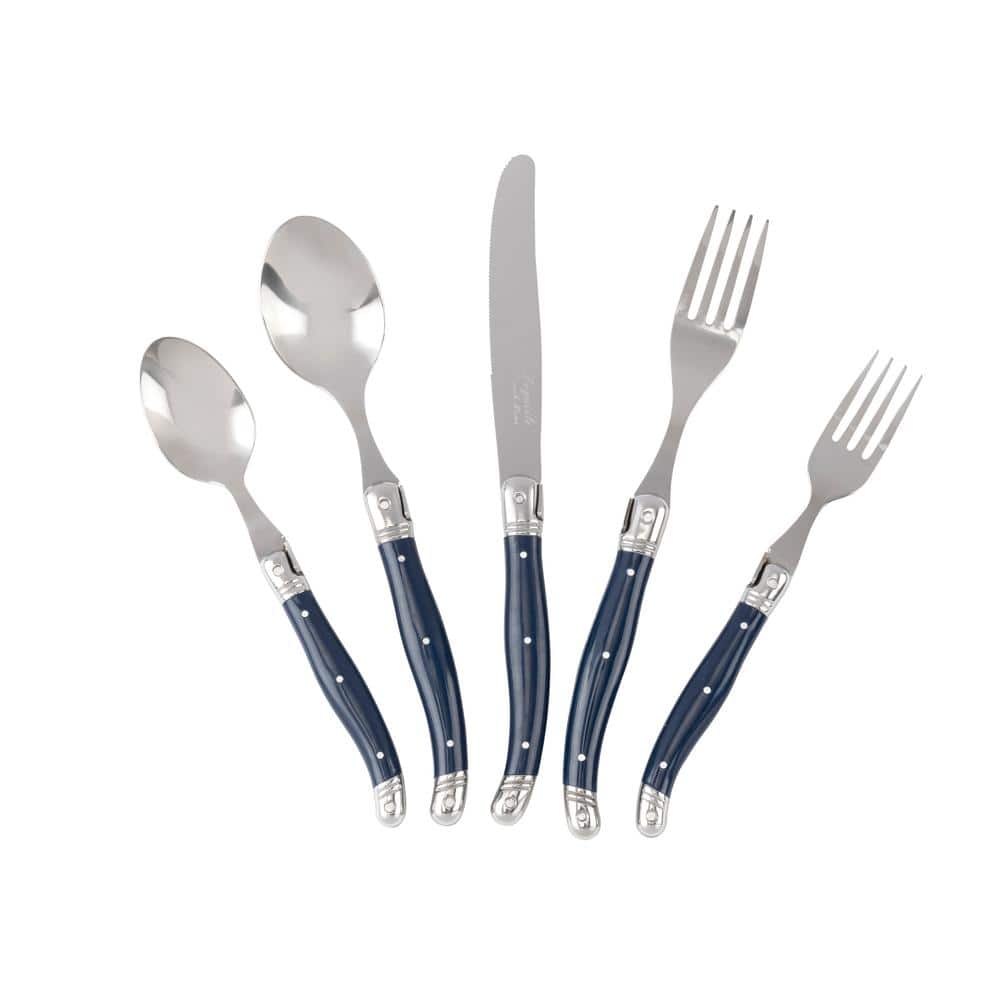 French Home Laguiole 20-Piece Navy Blue Stainless Steel Flatware Set (Service for 4) - Hercitys