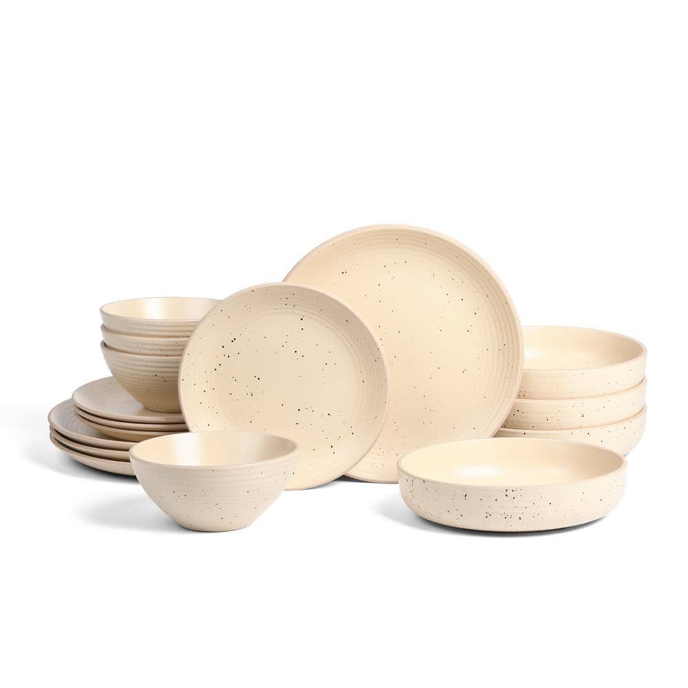Lauren 16-Piece Beige Stoneware Full Set (Service for 4) - Hercitys