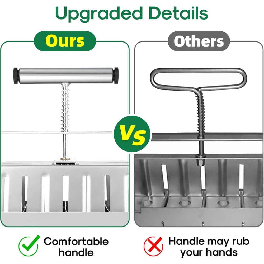 8-Cell Stainless Steel Hand-Held Manual Soil Blocker Seed Stater Tray with 3 Seed Pins for Outdoor Plant Garden, Gray - Hercitys