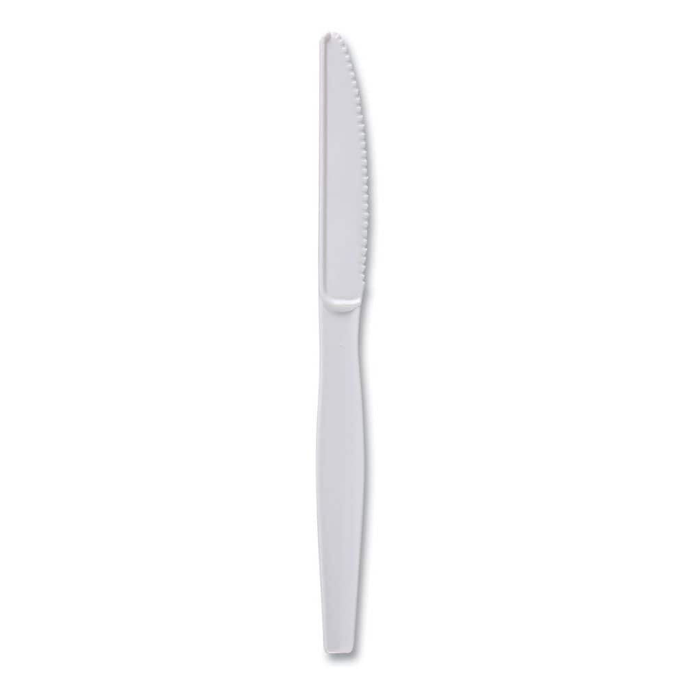 White Heavyweight Disposable Polystyrene Knives (1000-Carton) - Hercitys