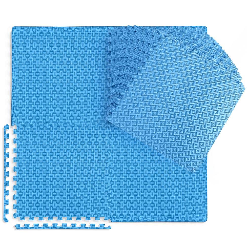 Blue 24 in. W x 24 in. L x 0.5 in. T EVA Foam Tatami Pattern Gym Flooring Mat (24 Tiles/Pack) (96 sq. ft.) - Hercitys
