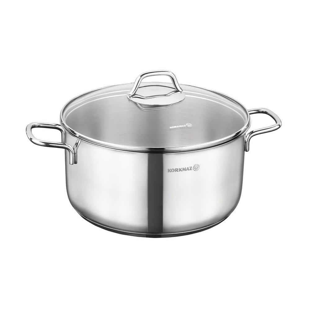 Perla 2-Piece 8.5 Liter Stainless Steel Casserole with Lid in Silver - Hercitys