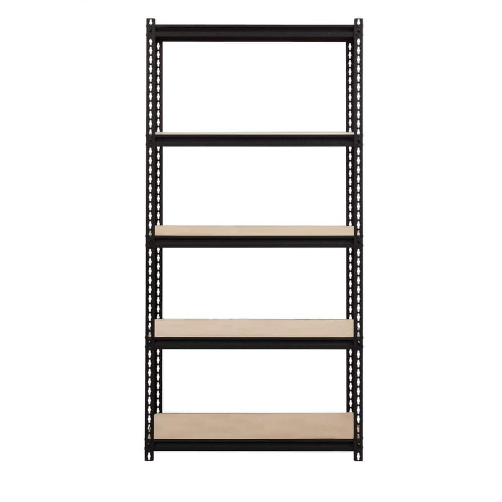 Riveted Garage Storage Shelving Unit, 5-Shelf Steel Black Unit 36 in. W x 72 in. H x 18 in. D - Hercitys