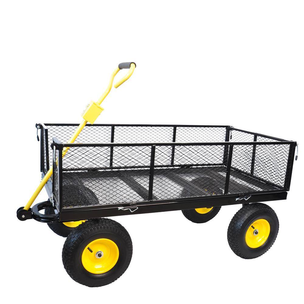 8.8 cu. ft. Metal Wagon Cart Garden Cart in Yellow and Black - Hercitys