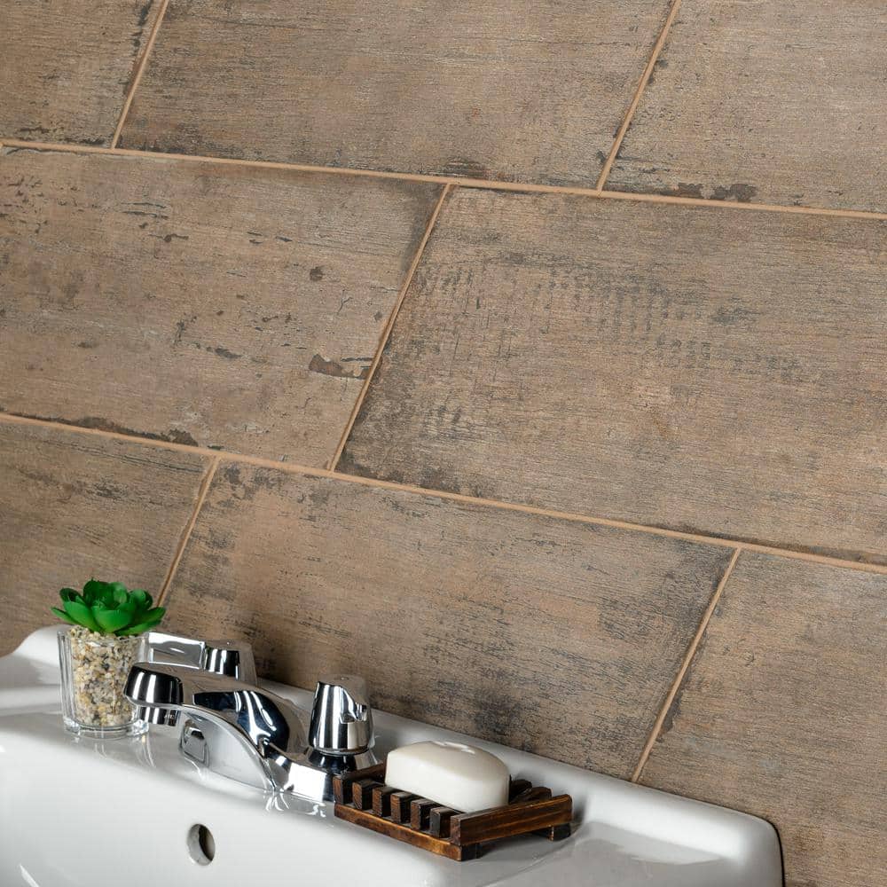 Retro Naveta Terra 7 in. x 16-3/8 in. Porcelain Floor and Wall Tile (11.05 sq. ft./Case) - Hercitys