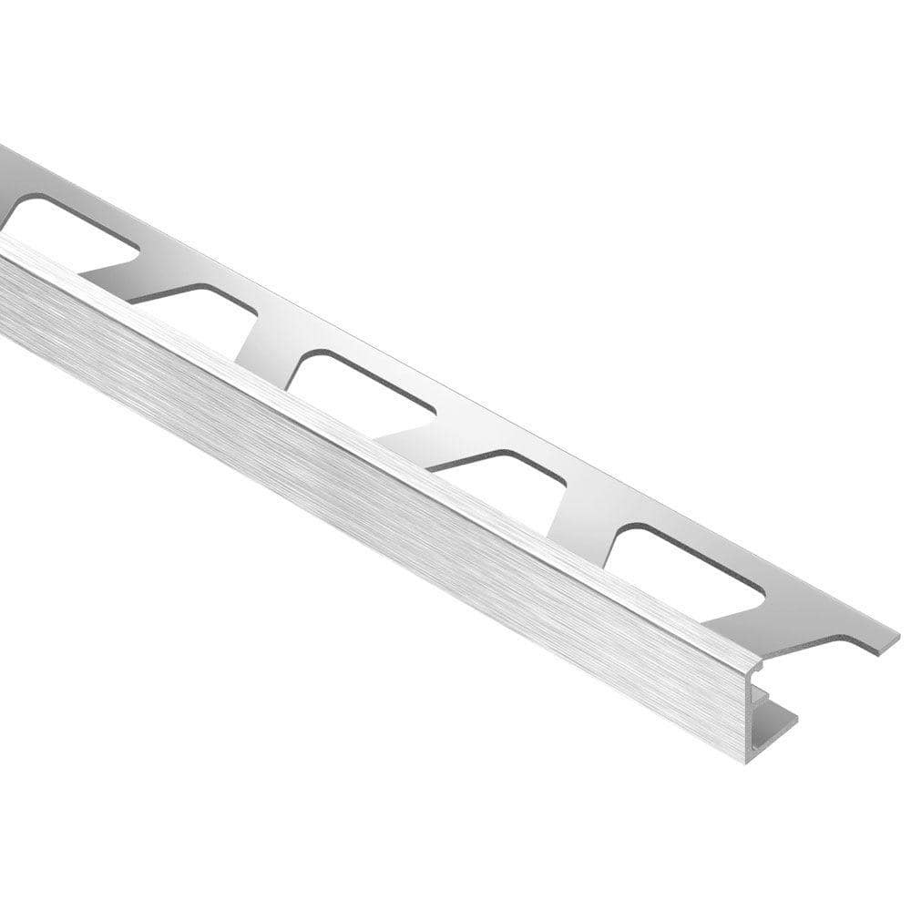 Schiene Brushed Chrome Anodized Aluminum 3/8 in. x 8 ft. 2-1/2 in. Metal Tile Edging Trim - Hercitys