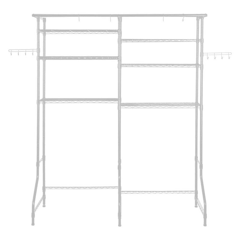 Over Washer and Dryer Storage Shelves, 6 Tiers Laundry Room Drying Rack with Hanger Rod and Hooks, Shelves White - Hercitys