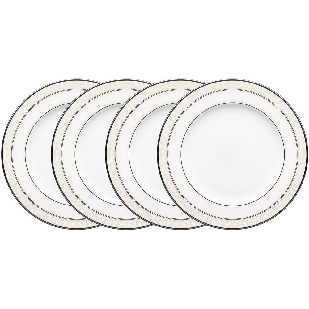 Montvale Platinum 6.5 in. White Bone China Bread and Butter Plates (Set of 4) - Hercitys