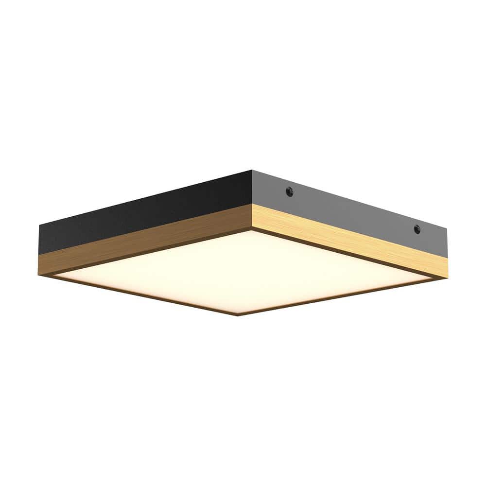 Sydney 11 in. 1 Light 23-Watt Aged Gold/Matte Black Integrated LED Flush Mount - Hercitys