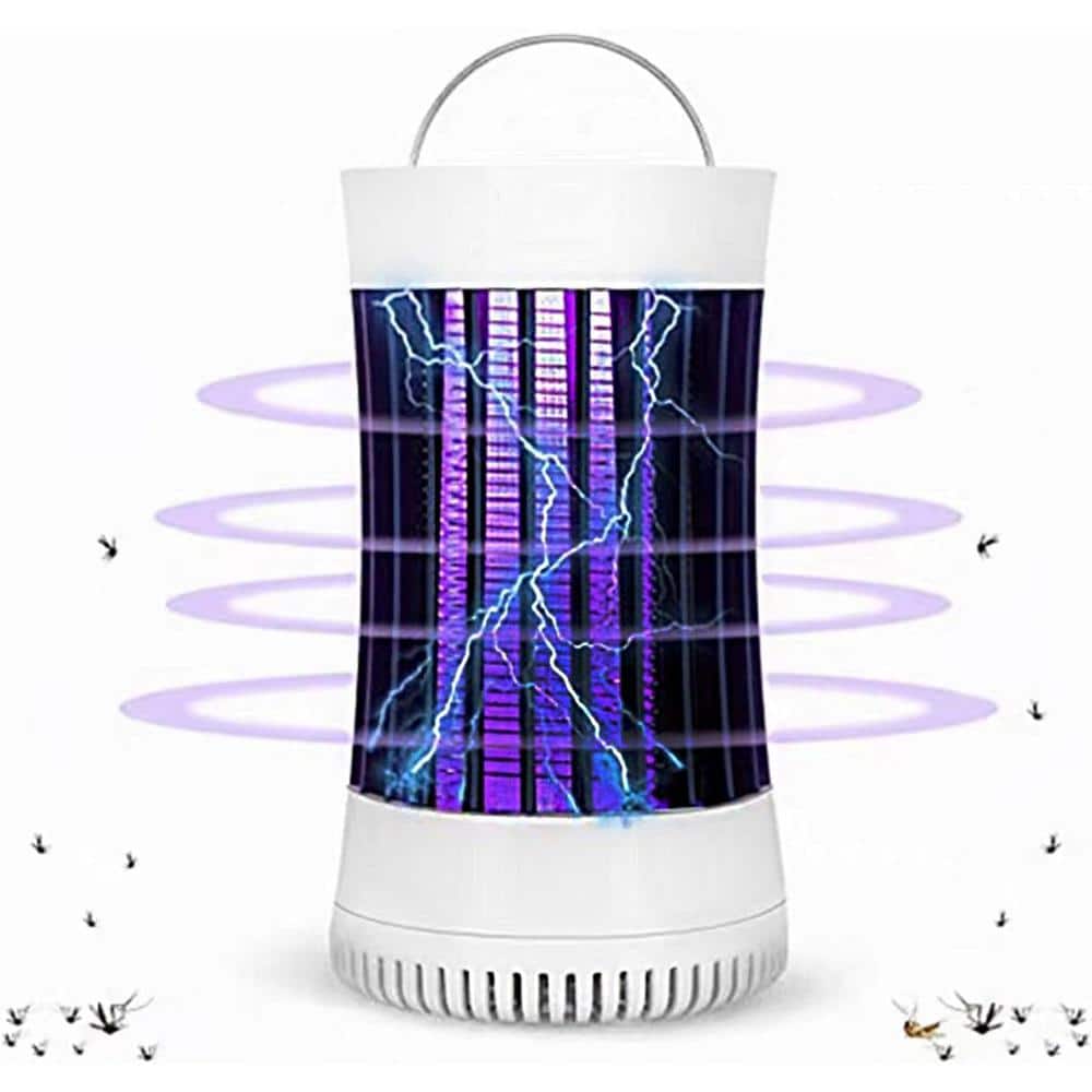 Indoor/Outdoor Portable Rechargeable Pest Attractant Lamp with UV Attraction+Wind Inhale Insect Trap in Black (1-Pack) - Hercitys