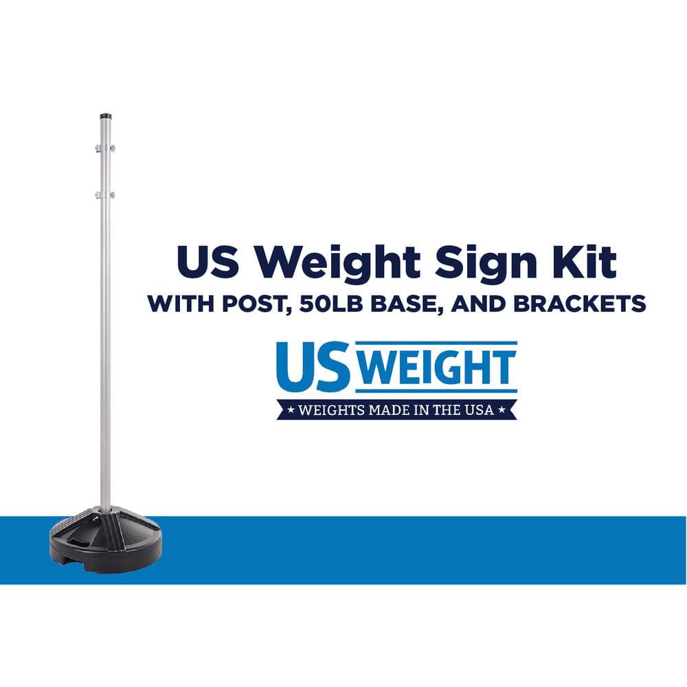 US Weight Sign Kit – Post, Scratch – Resistant Weighted Base, and Easy-to-Use Brackets for Signs (Signs Not Included) - Hercitys