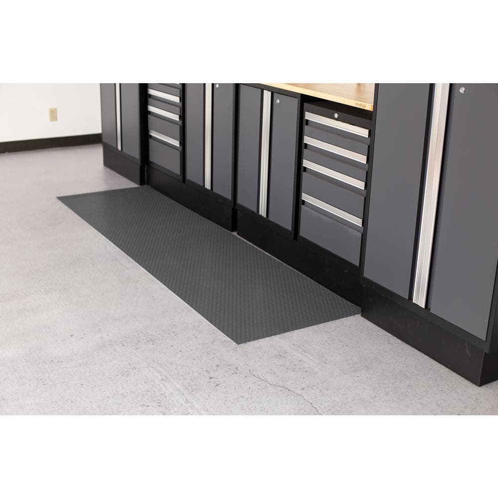 Small Coin 27 in. W x 96 in. L Slate Grey Commercial Grade Vinyl Performance Garage Flooring Runner - Hercitys