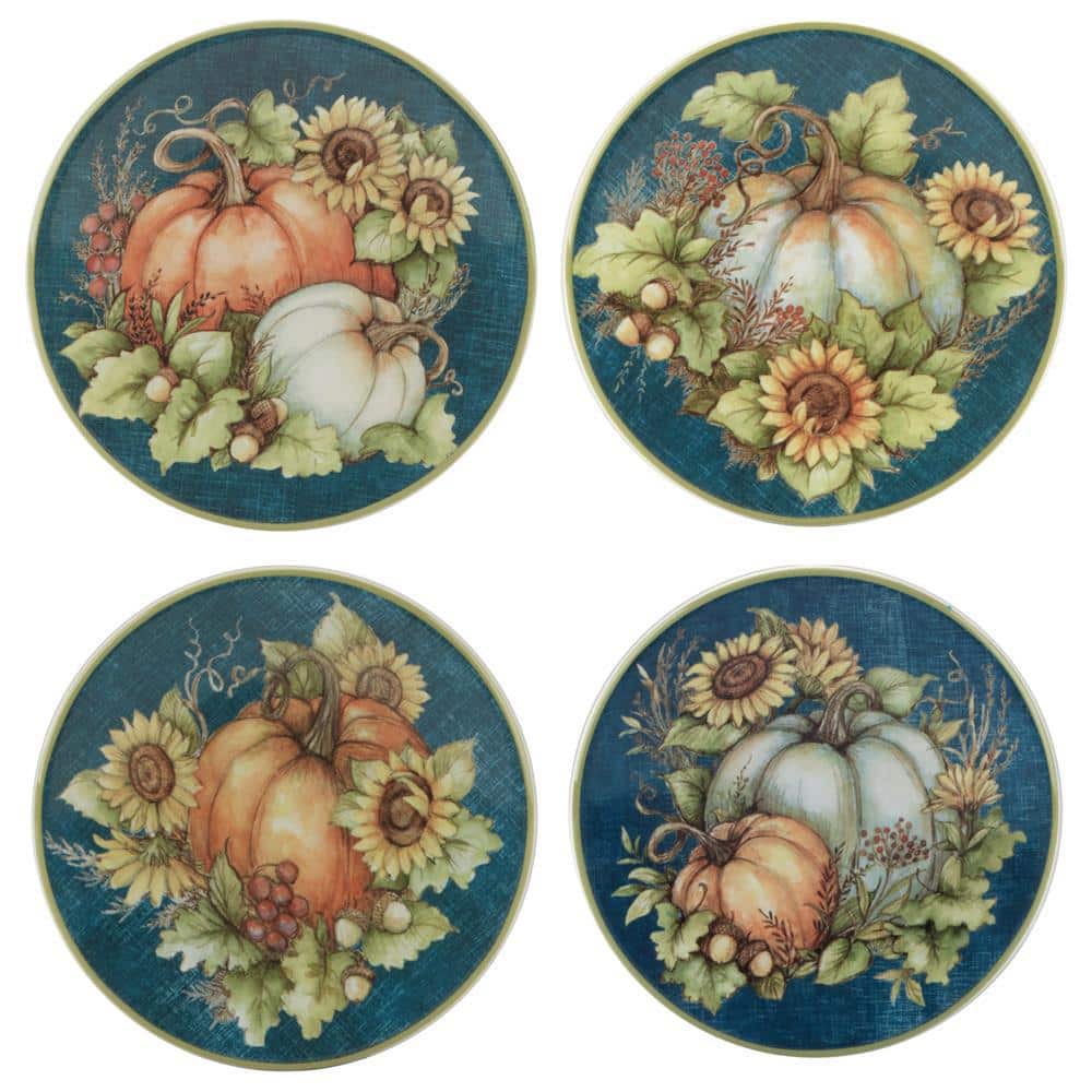 Multi-Colored Autumn Breeze Canape Plates Set of 4 - Hercitys