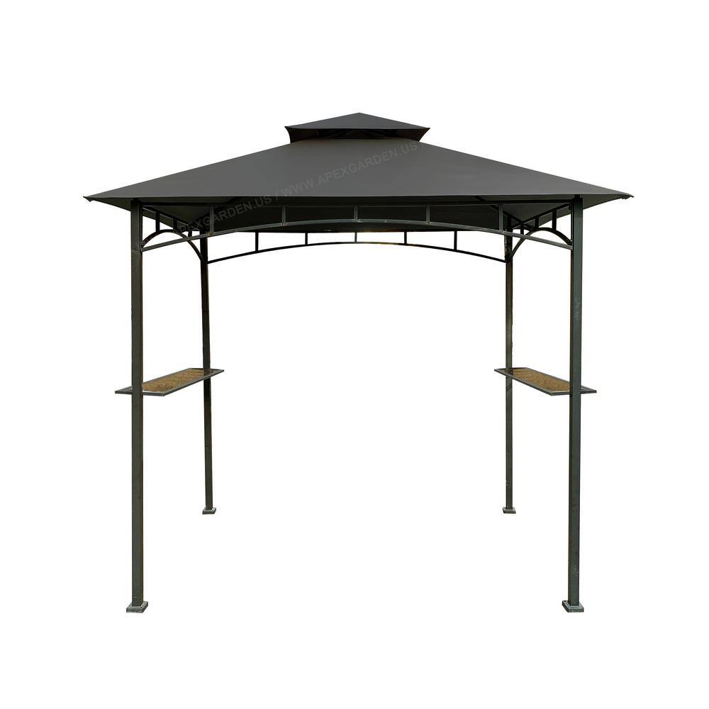Replacement Canopy Top for Model #L-GG001PST-F 8 ft. x 5 ft. Brown Double Tiered Canopy Grill BBQ Gazebo – Gray - Hercitys