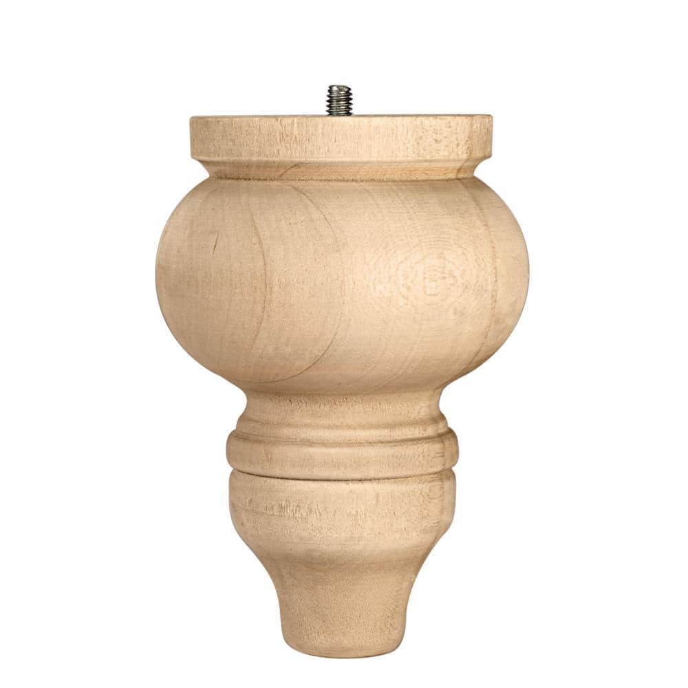 Gothic Bun Foot – 6 in. H x 4.375 in. Dia. – Sanded Unfinished Hardwood – DIY Small Leg for Sofas, Stools, Hutches - Hercitys