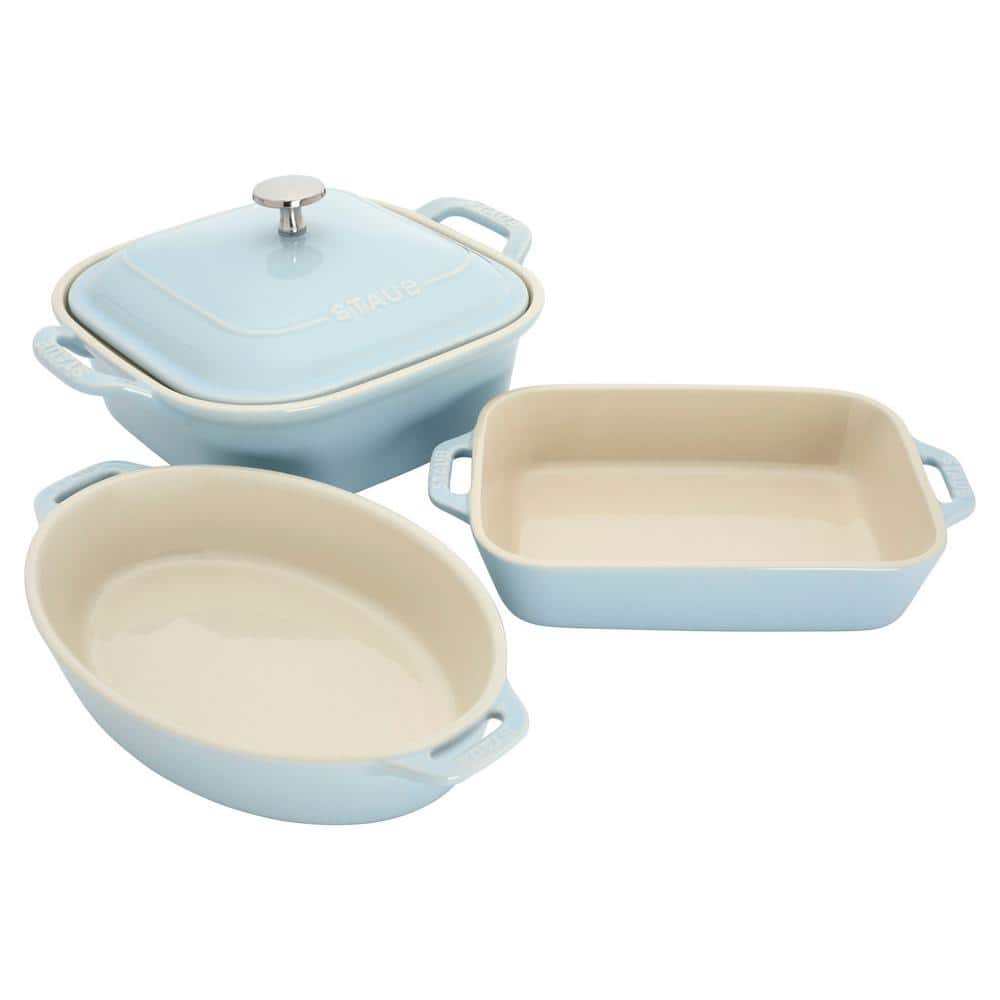 Stoneware 4-Piece Mixed Baking Dish Set-Light Blue - Hercitys