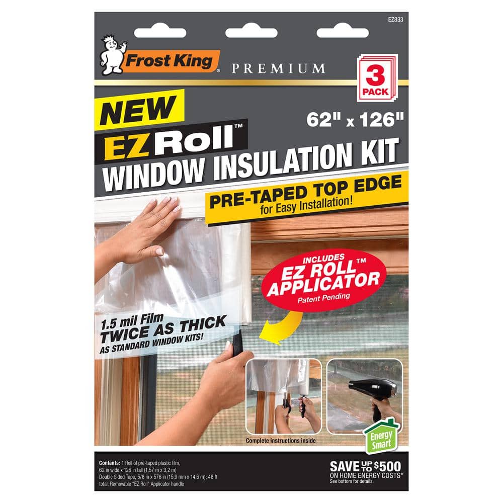 E/O 42 in. x 62 in. Premium EZ Roll Shrink Window Insulation Kit (3-Pack) - Hercitys