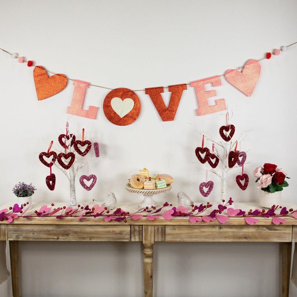 8.5 in. Glittered “Love” Valentine’s Day Wall Banner Decoration - Hercitys