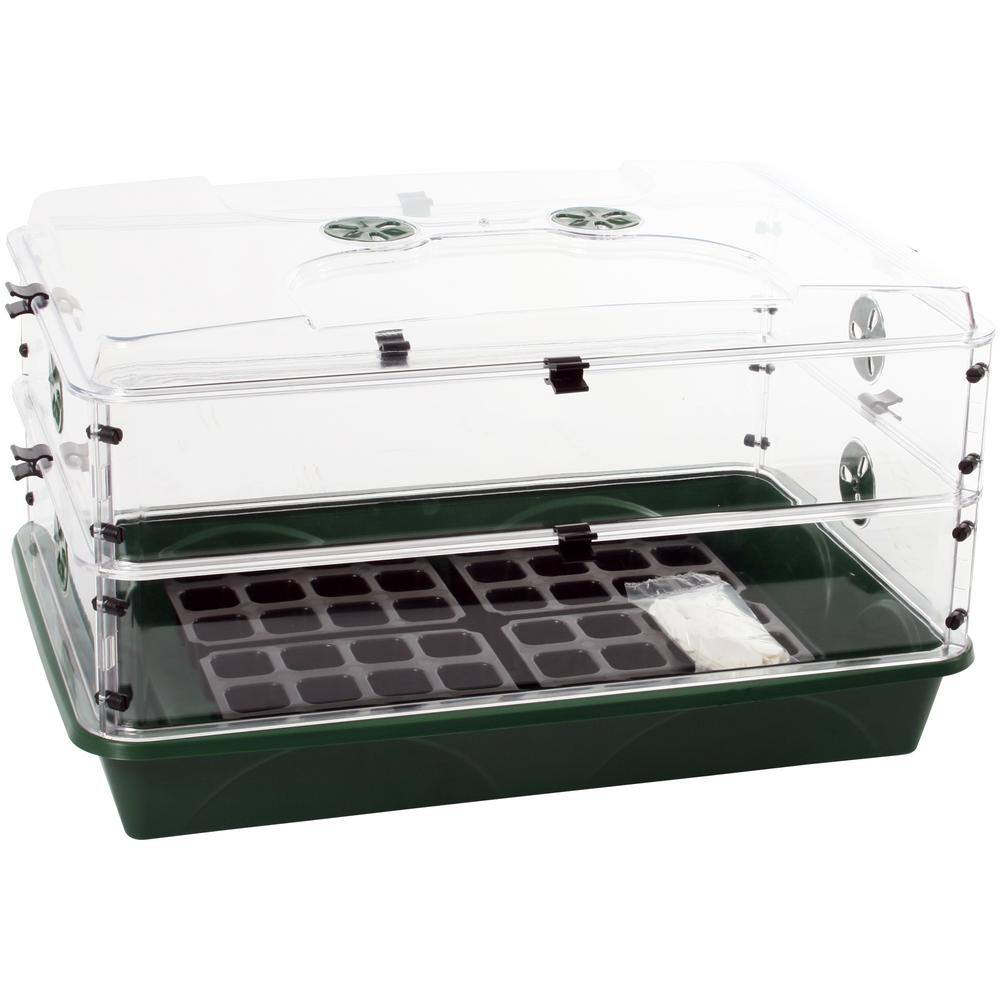 Large Domed Propagator with 2 Height Extenders and Seedling Trays - Hercitys