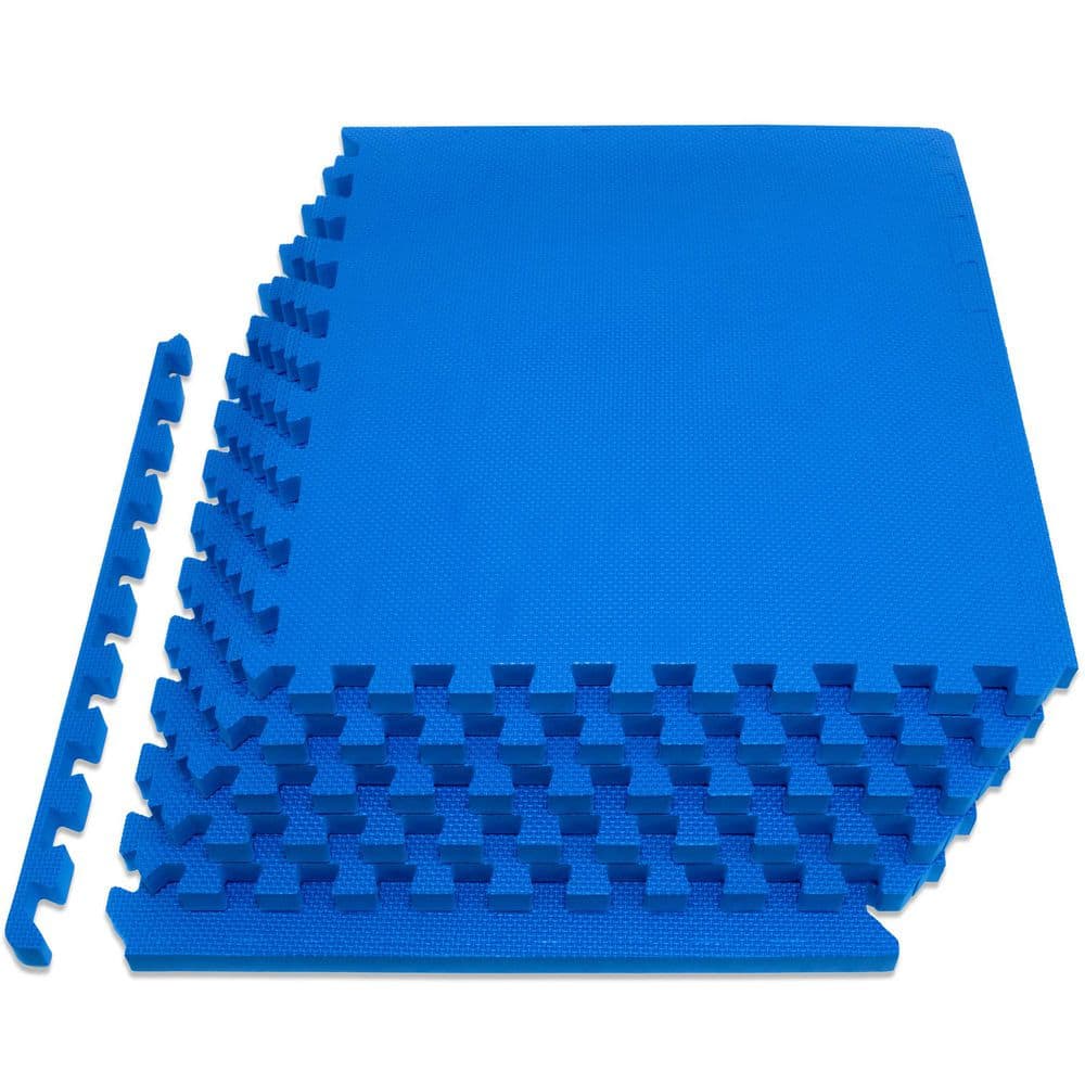 Blue 24 in. W x 24 in. L x 0.75 in. T EVA Interlocking Foam Gym Flooring Mat (6 Tiles/Pack) (24 sq. ft. ) - Hercitys