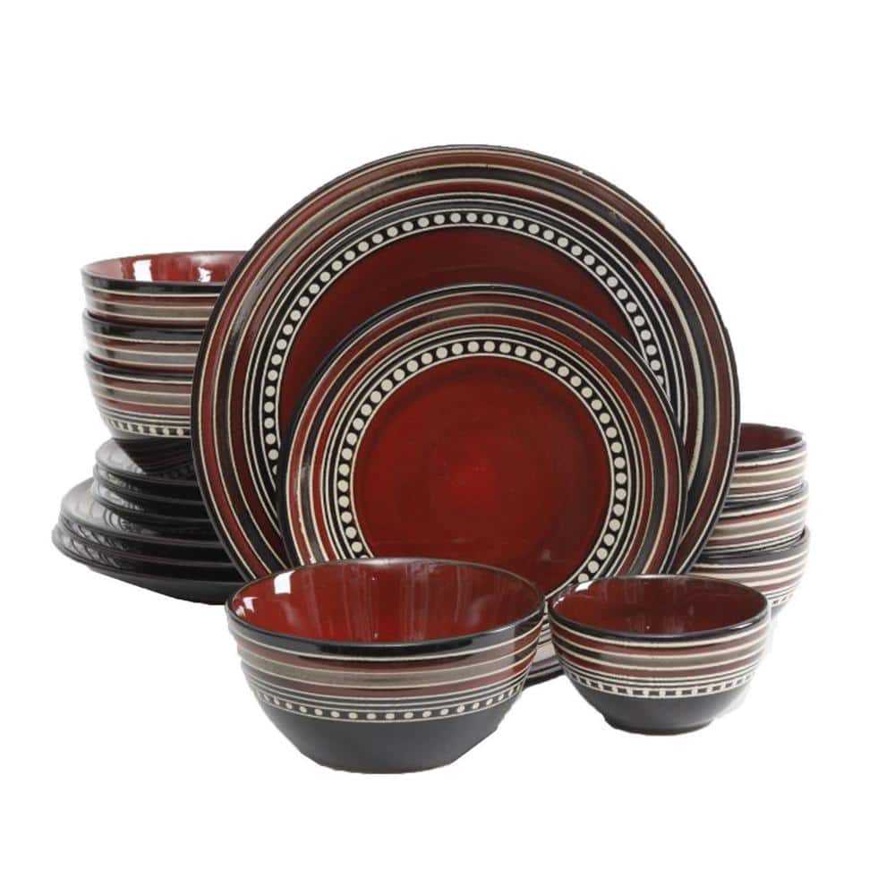 Cafe Versailles 16-Piece Casual Red Stoneware Dinnerware Set (Service for 4) - Hercitys