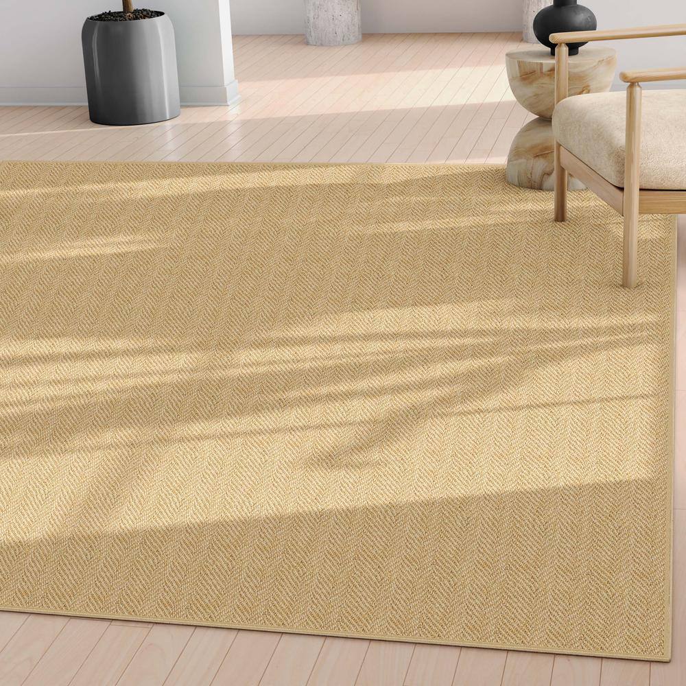 Beige 5 ft. x 7 ft. Flat-Weave Well-Jute Printed Boerboel Geometric Herringbone Area Rug - Hercitys