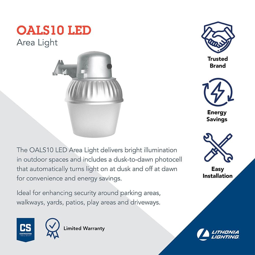 OALS10 35-Watt LED Silver Dusk to Dawn Area Light - Hercitys