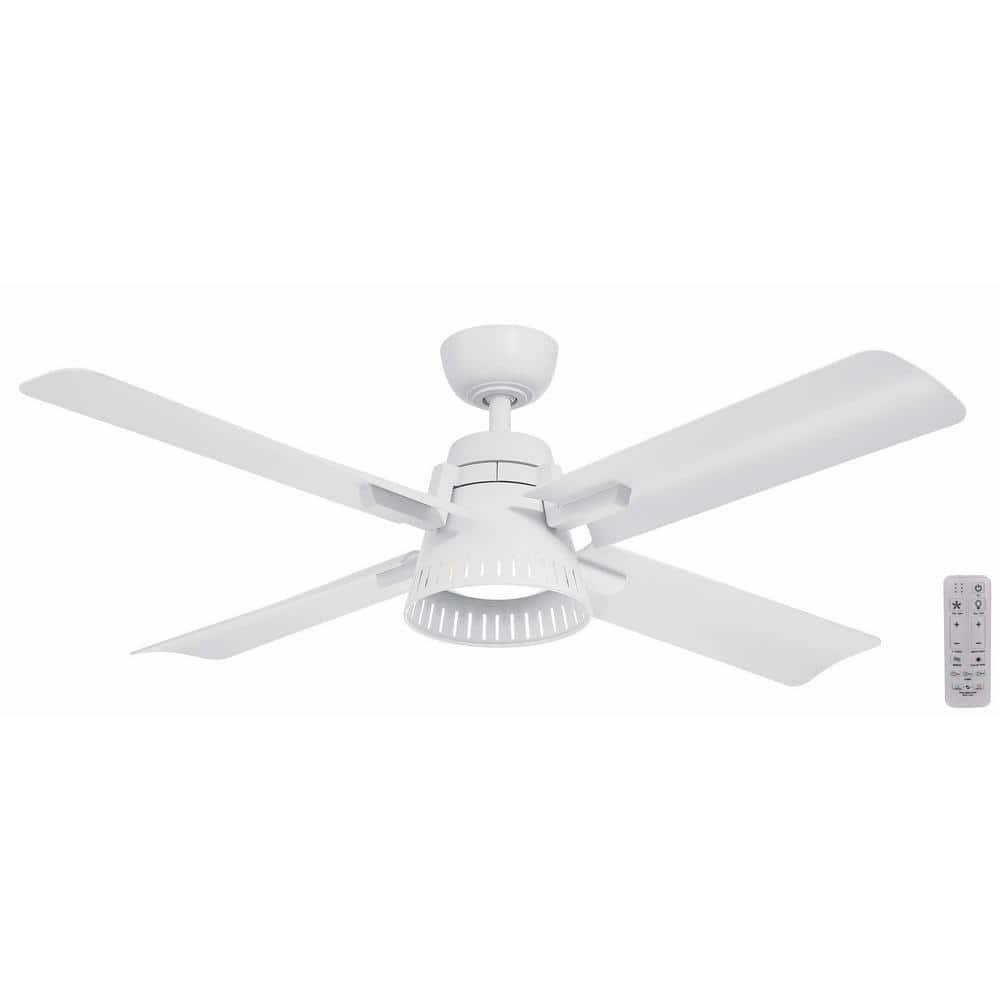 Thelbridge 52 in. Indoor/Outdoor Matte White Ceiling Fan with Adjustable White Integrated LED with Remote Included - Hercitys