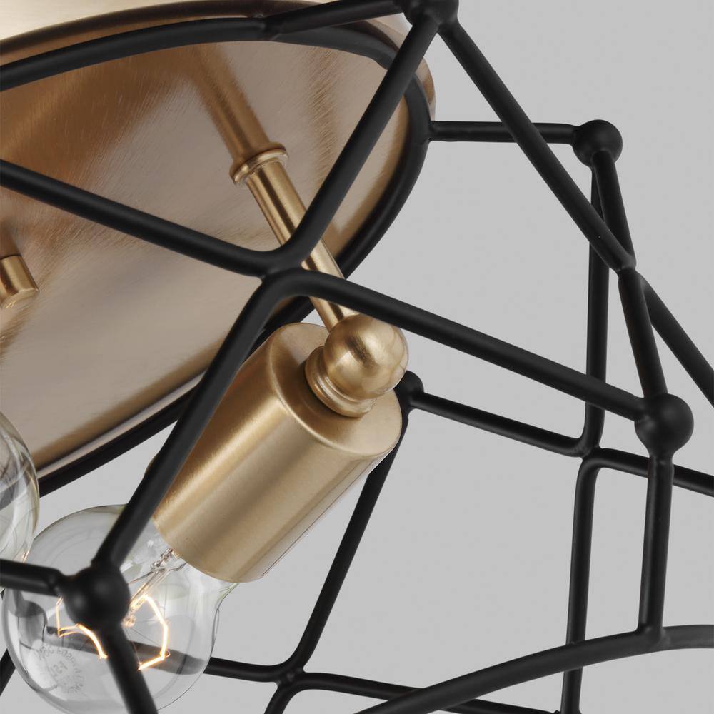 Zarra 14 in. 2-Light Satin Brass Flush Mount - Hercitys