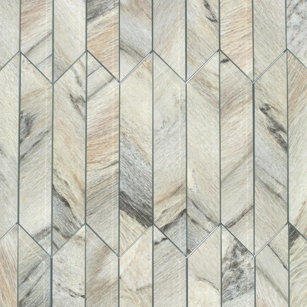 French Country Style Wood Look Chevron 3.75 in. x 11.75 in. Glass Decorative Wall Tile (16.2 sq. ft./Case) - Hercitys