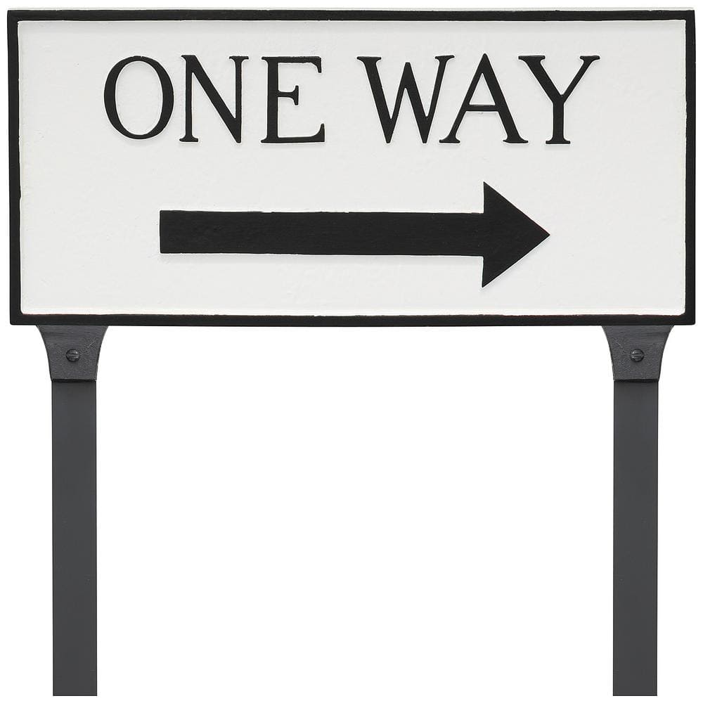7.25 in. x 15.75 in. Standard Rectangle Right One Way Statement Plaque Sign with Lawn Stakes – White/Black - Hercitys