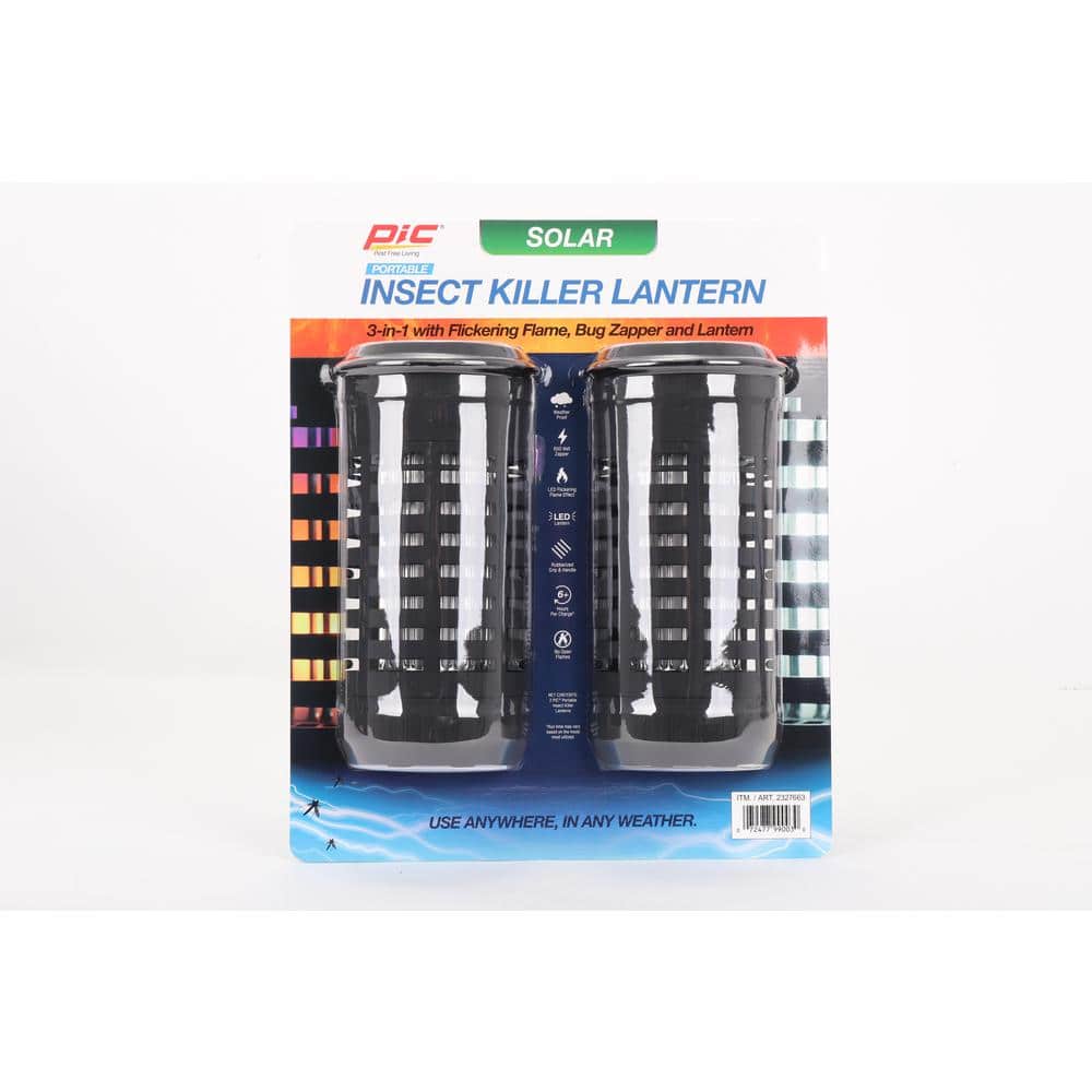 Solar Portable Insect Killer, 3-in-1 with Flickering Flame, Bug Zapper and Lantern - Hercitys