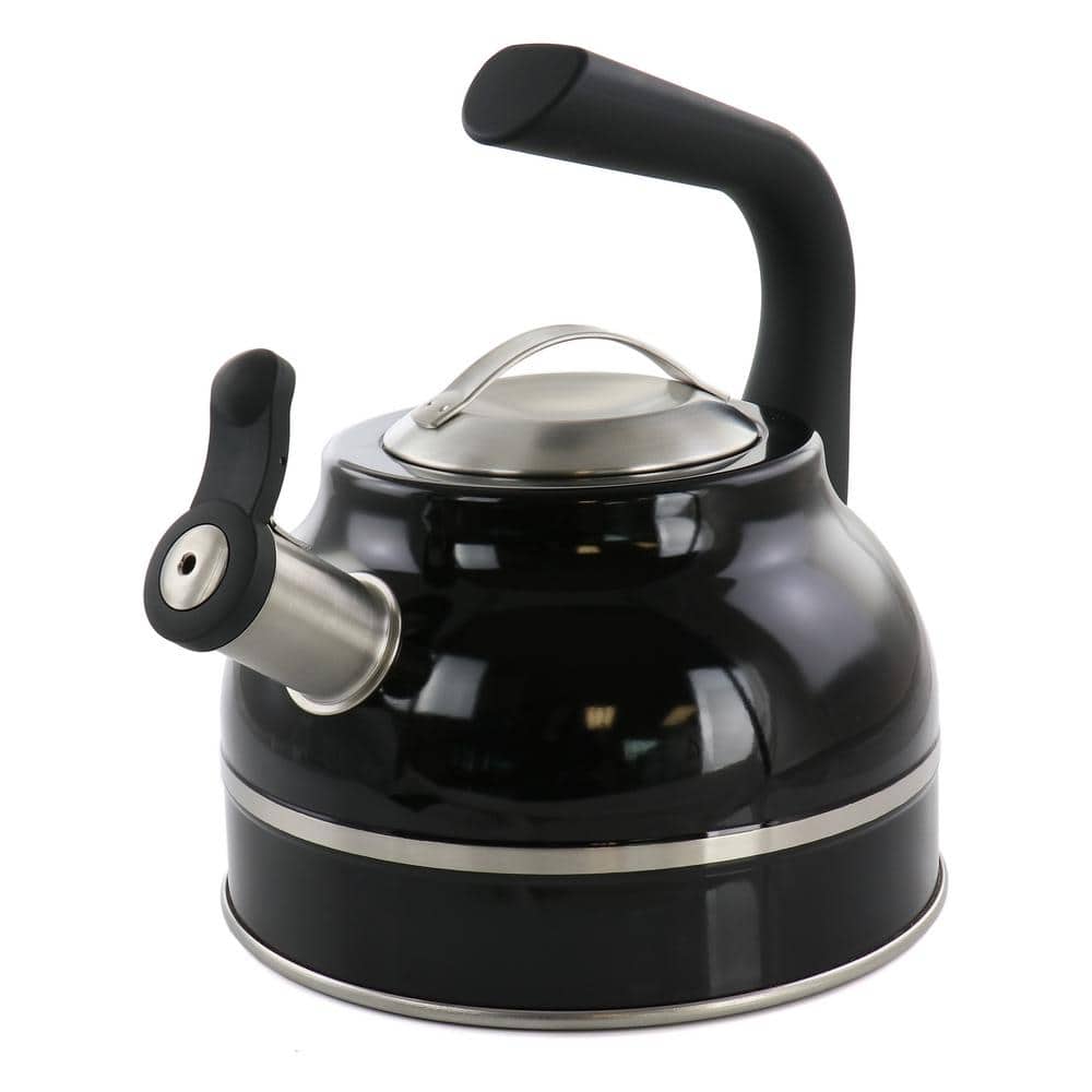 9.2-Cups Stainless Steel Whistling Tea Kettle in Black - Hercitys