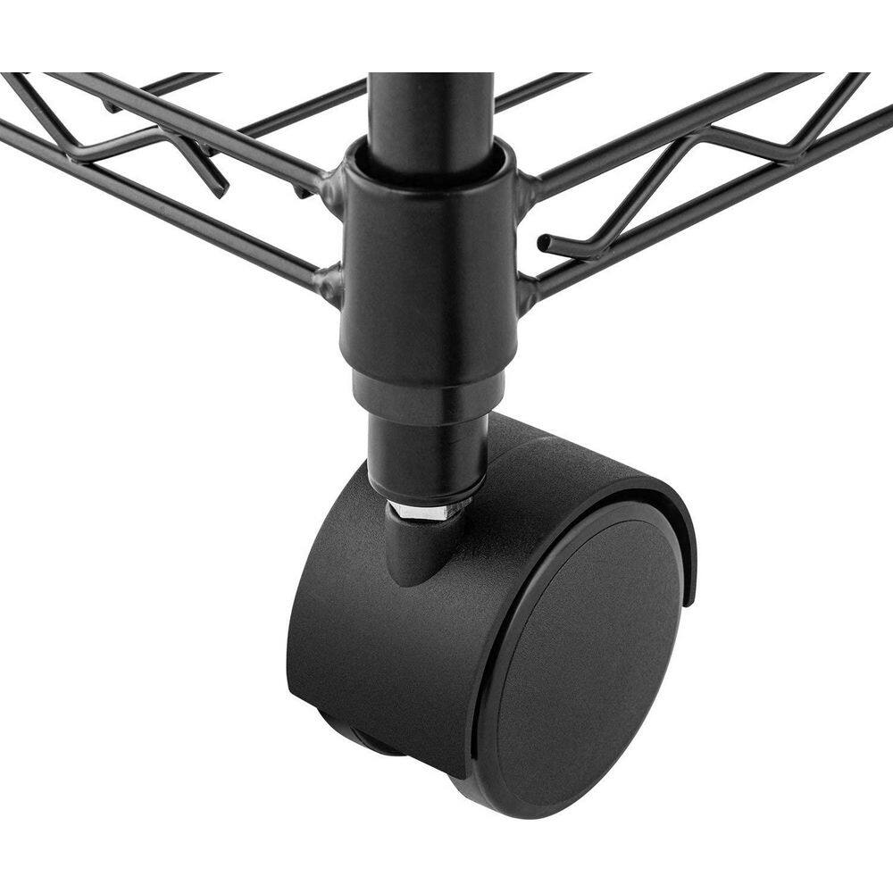 Simple Deluxe Heavy Duty 5-Shelf Shelving Unit with Wheel and Adjustable Feet in Black - Hercitys