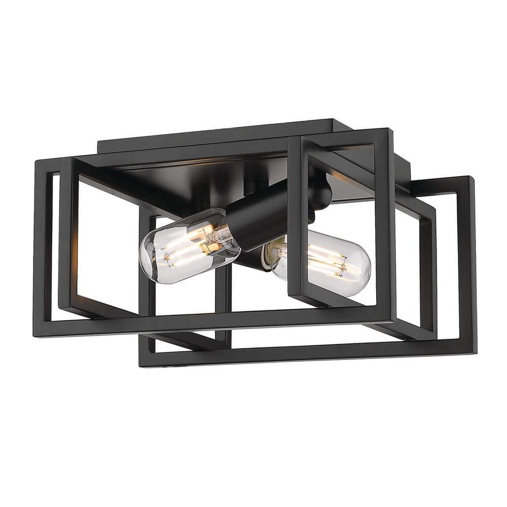 Tribeca 11.5 in. 2-Light Black with Black Accents Flush Mount - Hercitys