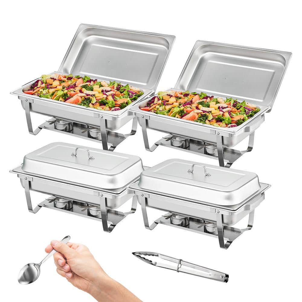 Stainless Steel Chafing Dish Buffet, Set 8 qt. Silver Chafing Dishes with Stainless Steel Handle - Hercitys