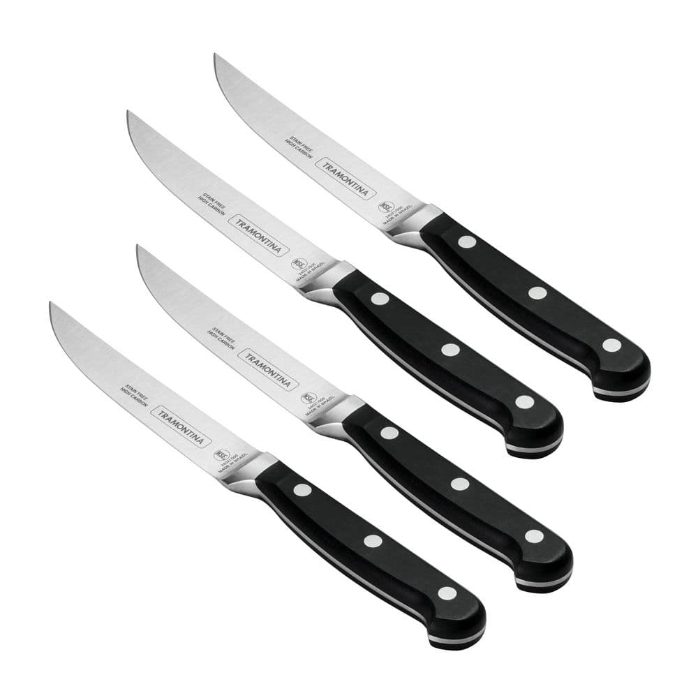 Pro Series 5 Inch High-Carbon Steel Full Tang Fine-Edge Forged Steak Knife with Nylon Handle (Set of 4) - Hercitys