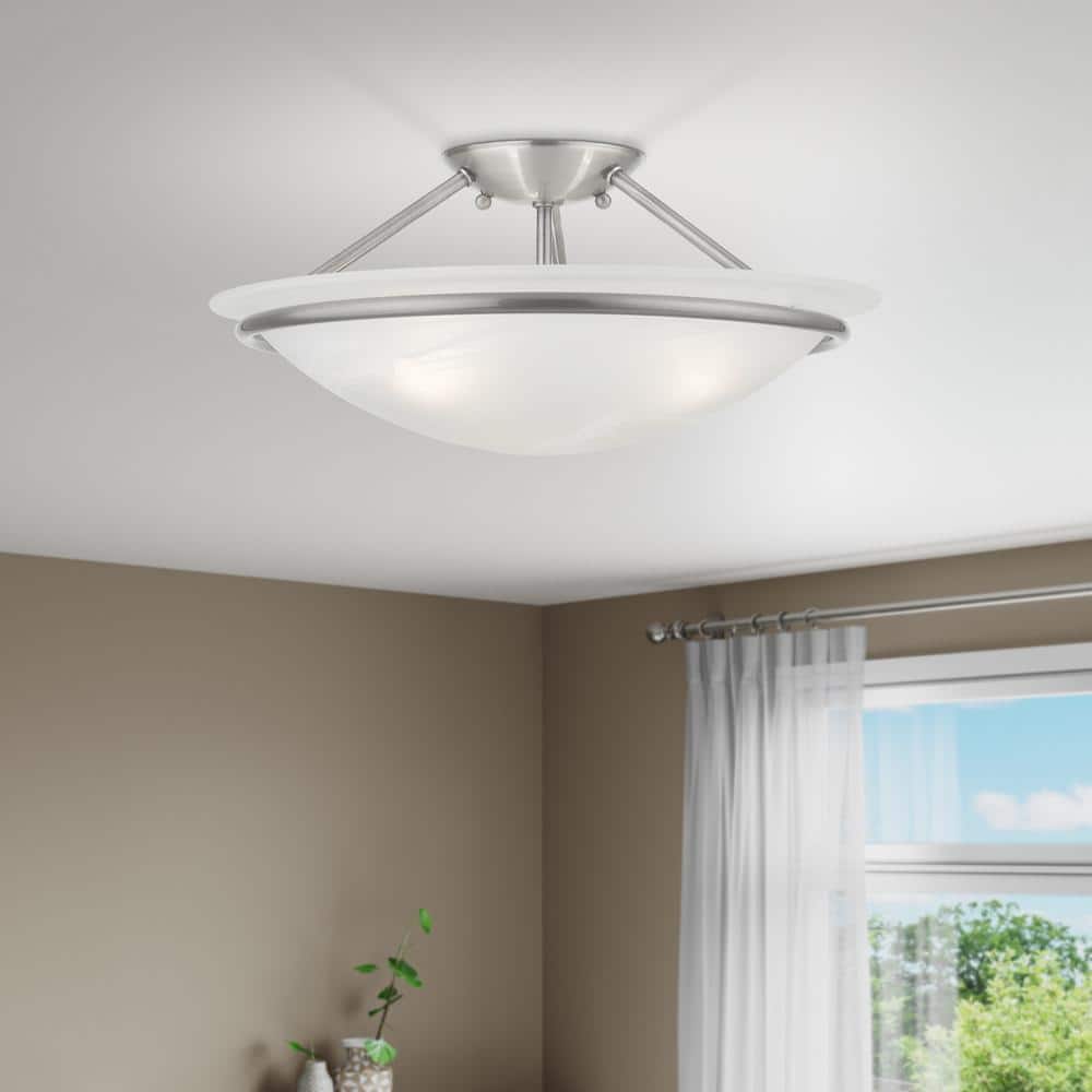 Walcott 3-Light Ceiling Brushed Nickel Incandescent Semi-Flush Mount - Hercitys