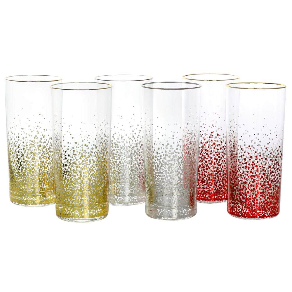 California Designs Audrey Hill 6-Piece 16 oz. Glass Tumbler Set in Assorted Colors - Hercitys