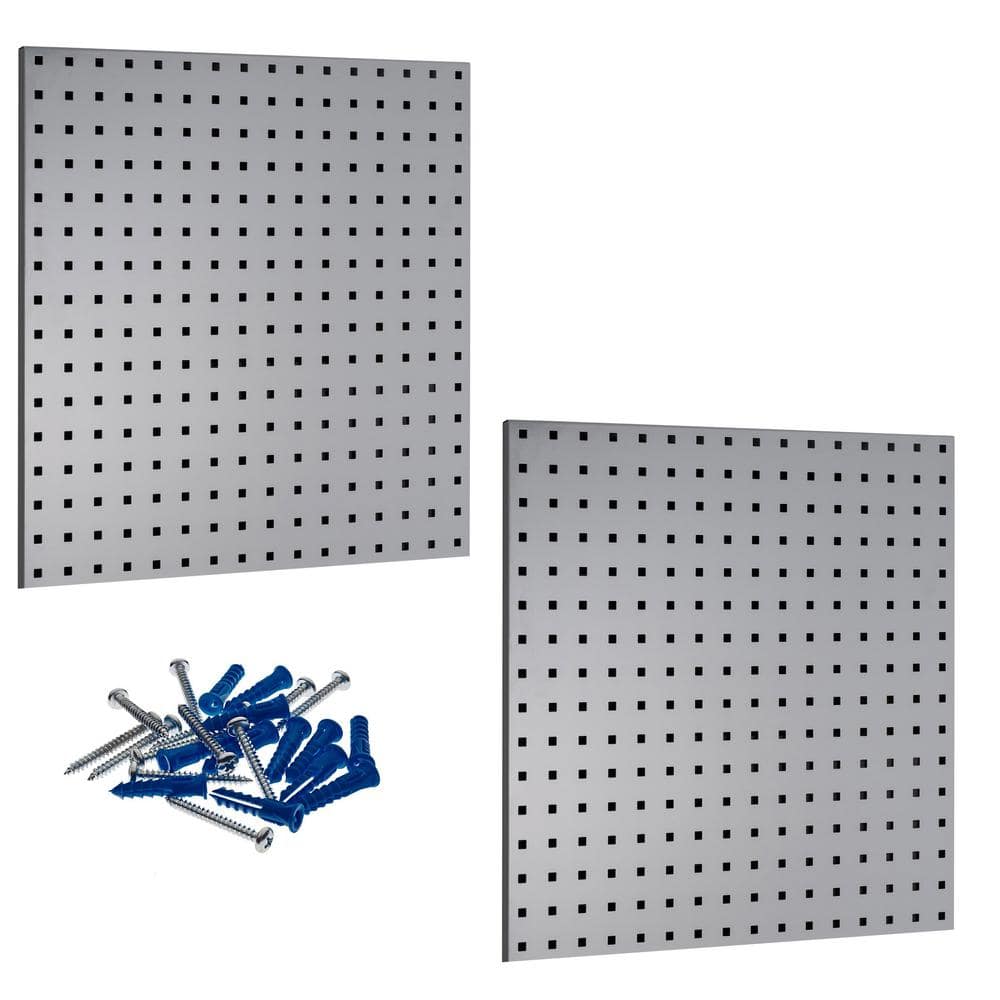 LocBoard 24 in. H x 24 in. W Steel Pegboard in Gray (2-Pack) - Hercitys