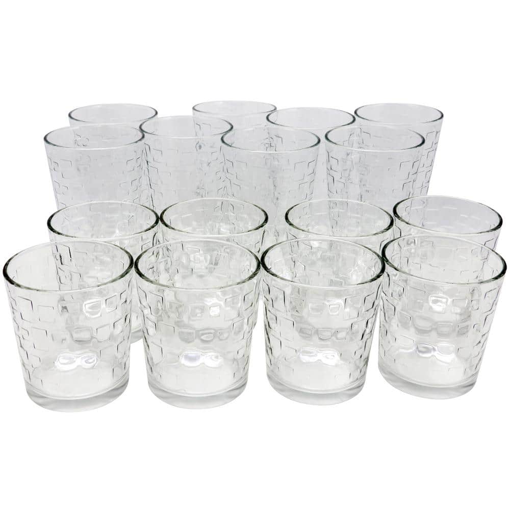 Great Foundations Tumbler and Double Old-Fashioned Glass Set in Square Pattern (16-Pack) - Hercitys