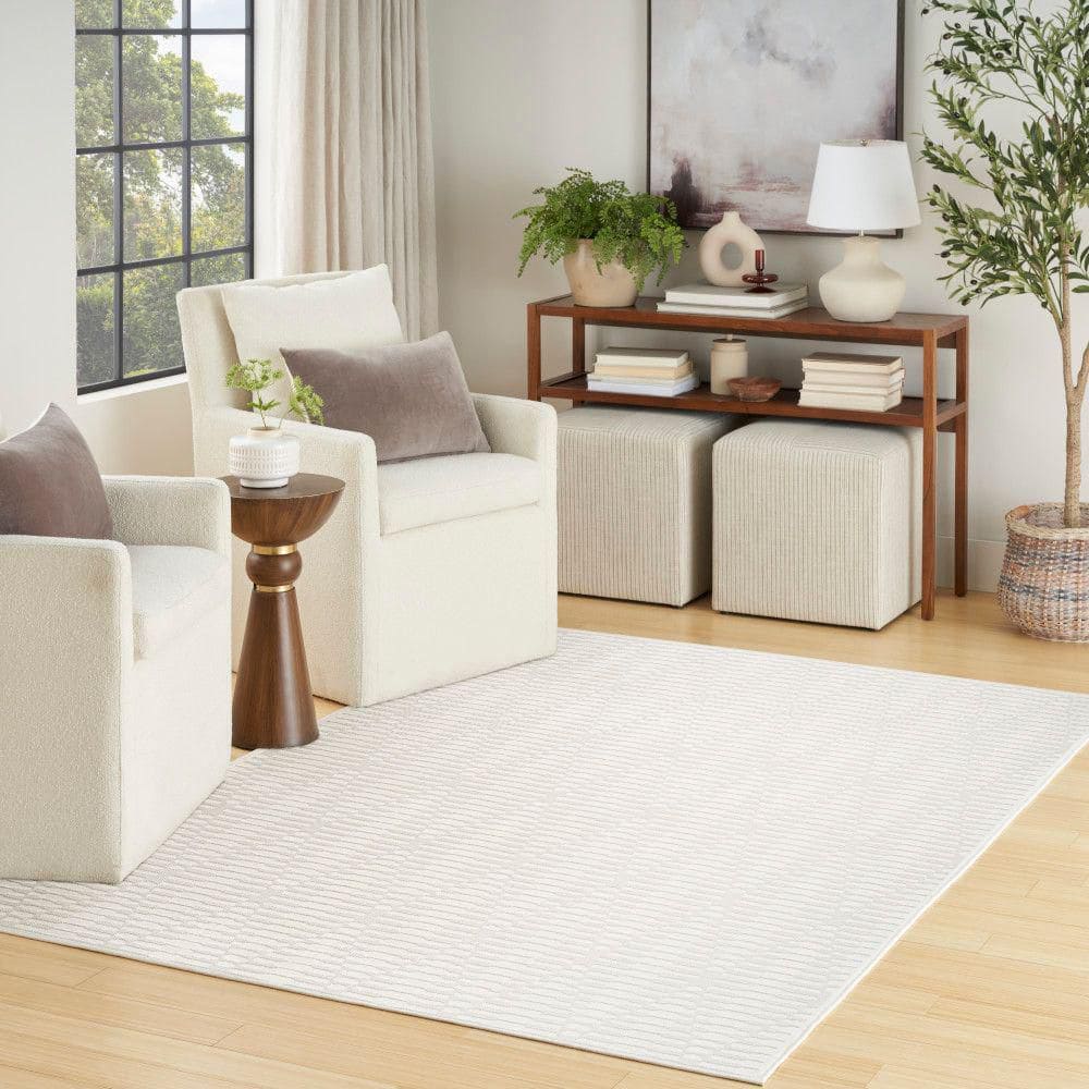 Casual Ivory 5 ft. x 7 ft. Diamond Contemporary Area Rug - Hercitys
