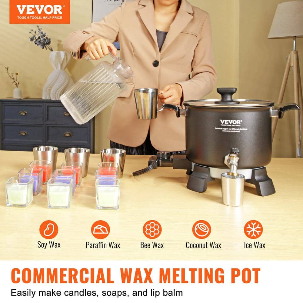 Wax Melter for Candle Making, 5L Large Electric Wax Melting Pot Easy Pour Spout, 4-Level Temperature Control - Hercitys