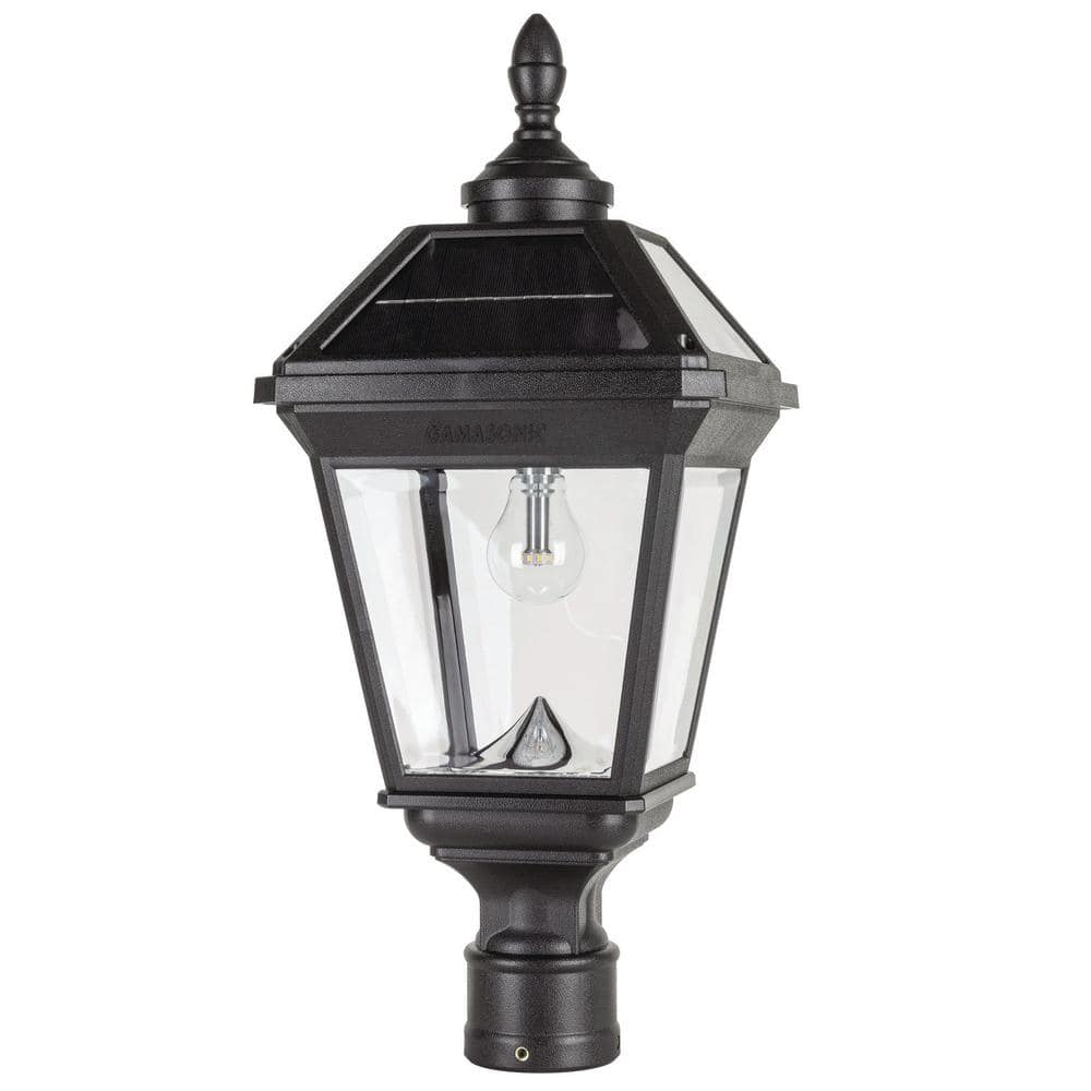 Imperial II Bulb 1-Light Black Outdoor Waterproof Solar Warm White LED Post Light with 3 in. Fitter for Landscape - Hercitys