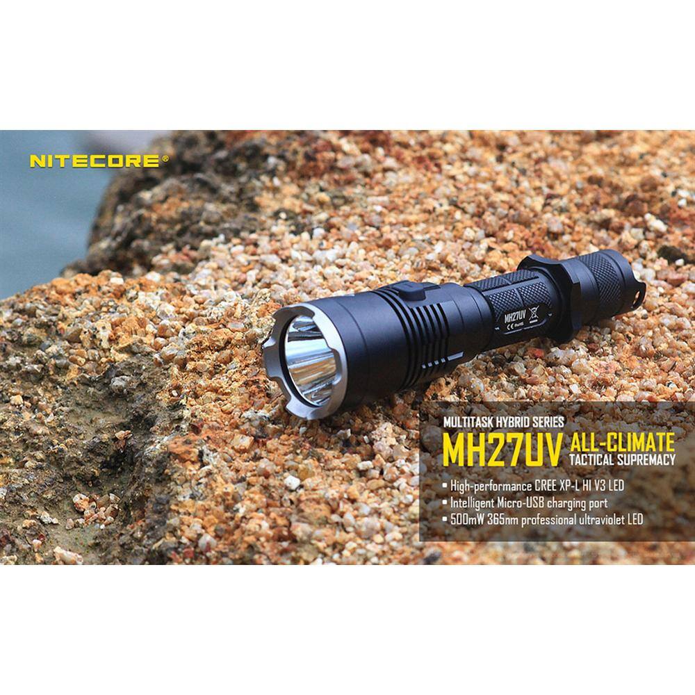 Multi-Task Hybrid Series MH27UV 1000-Lumen White, Red, Blue, UV LED Rechargeable Flashlight - Hercitys