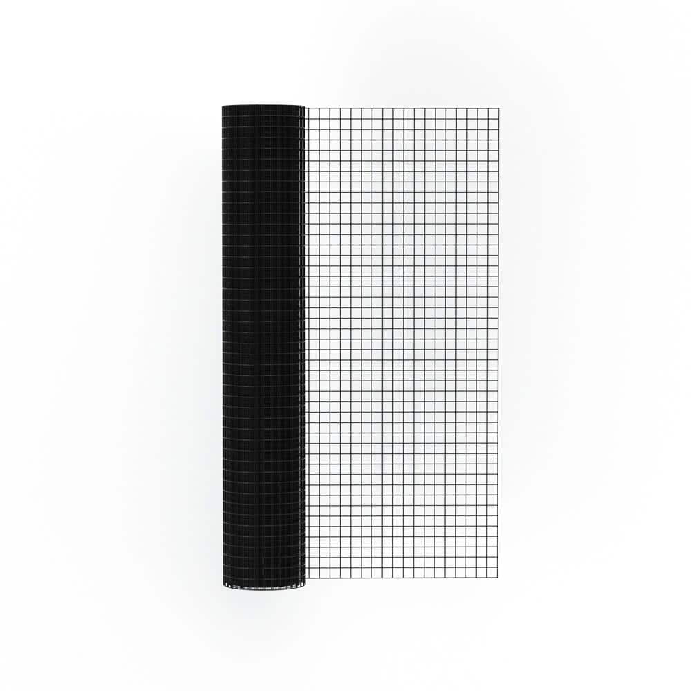600 in. x 48 in. Metal Garden Fence Black Hardware Cloth Vinyl Coated Welded Wire Mesh Roll for Chicken Coop Barrier - Hercitys