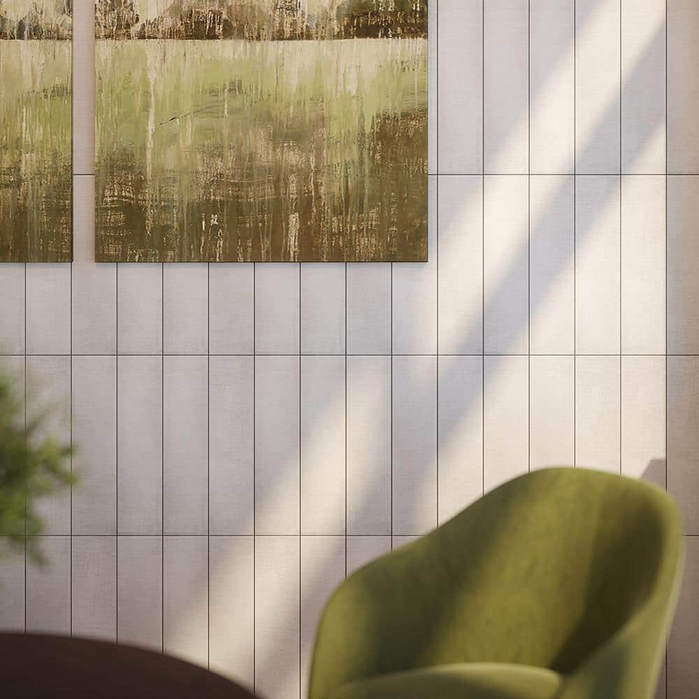 Cambric Ivory 4 in. x 16 in. Textured Subway Ceramic Wall Tile (10.333 sq. ft./Case) - Hercitys