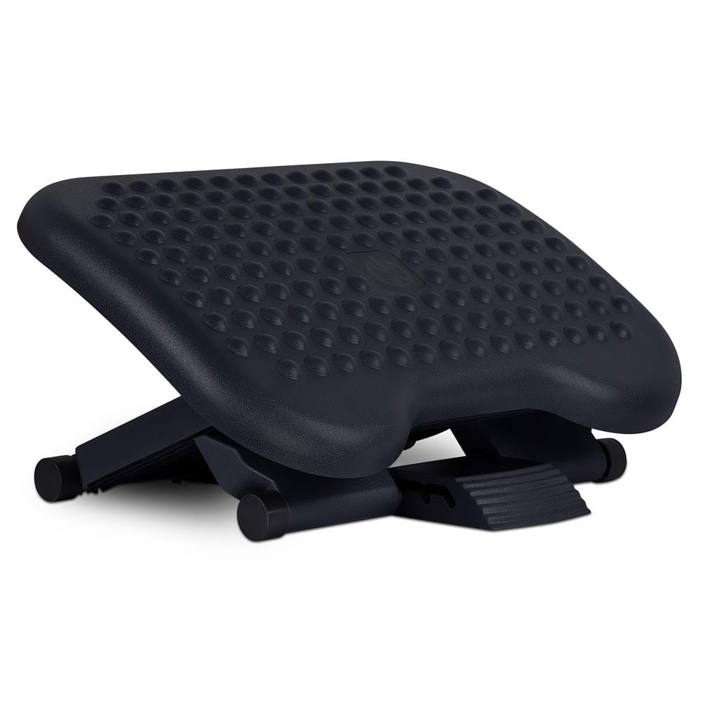Black Ergonomic Footrest Adjustable Height and Angle 18 in. x 14 in. - Hercitys