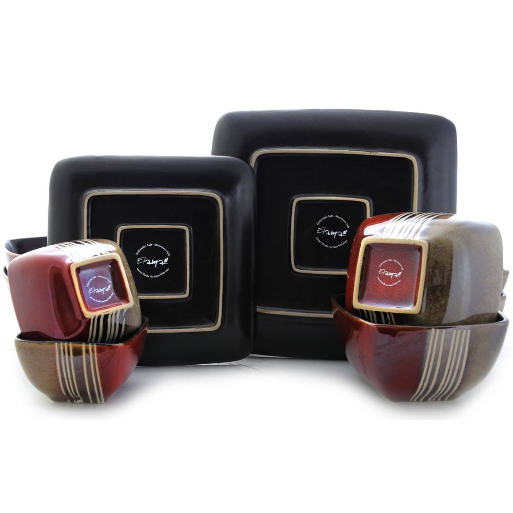 Downtown Loft 16-Piece Modern Red Stoneware Dinnerware Set (Service for 4) - Hercitys