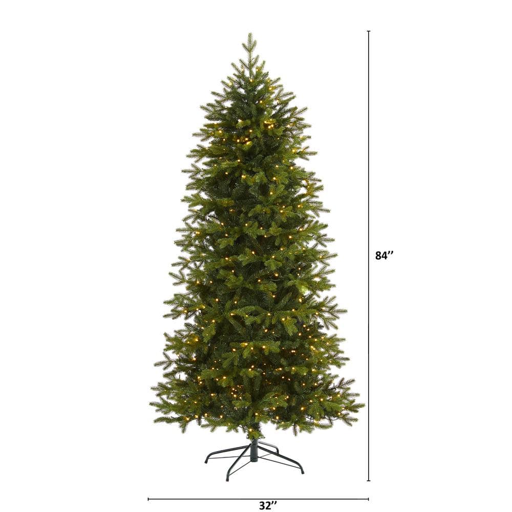 7 ft. Pre-Lit Belgium Fir Natural Look Artificial Christmas Tree with 500 Clear LED Lights - Hercitys